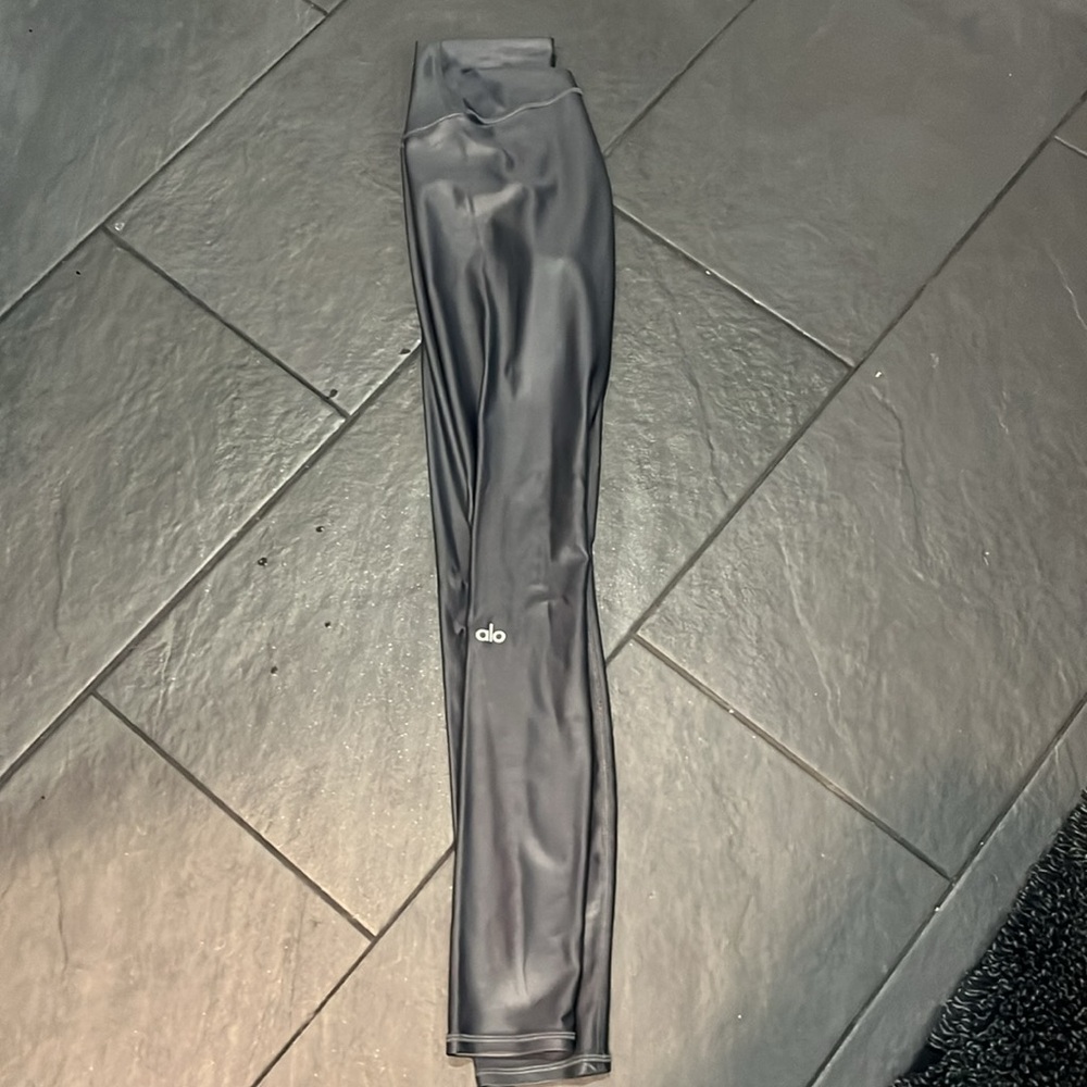 Alo yoga high waist shine anthracite leggings pants grey metallic airlift